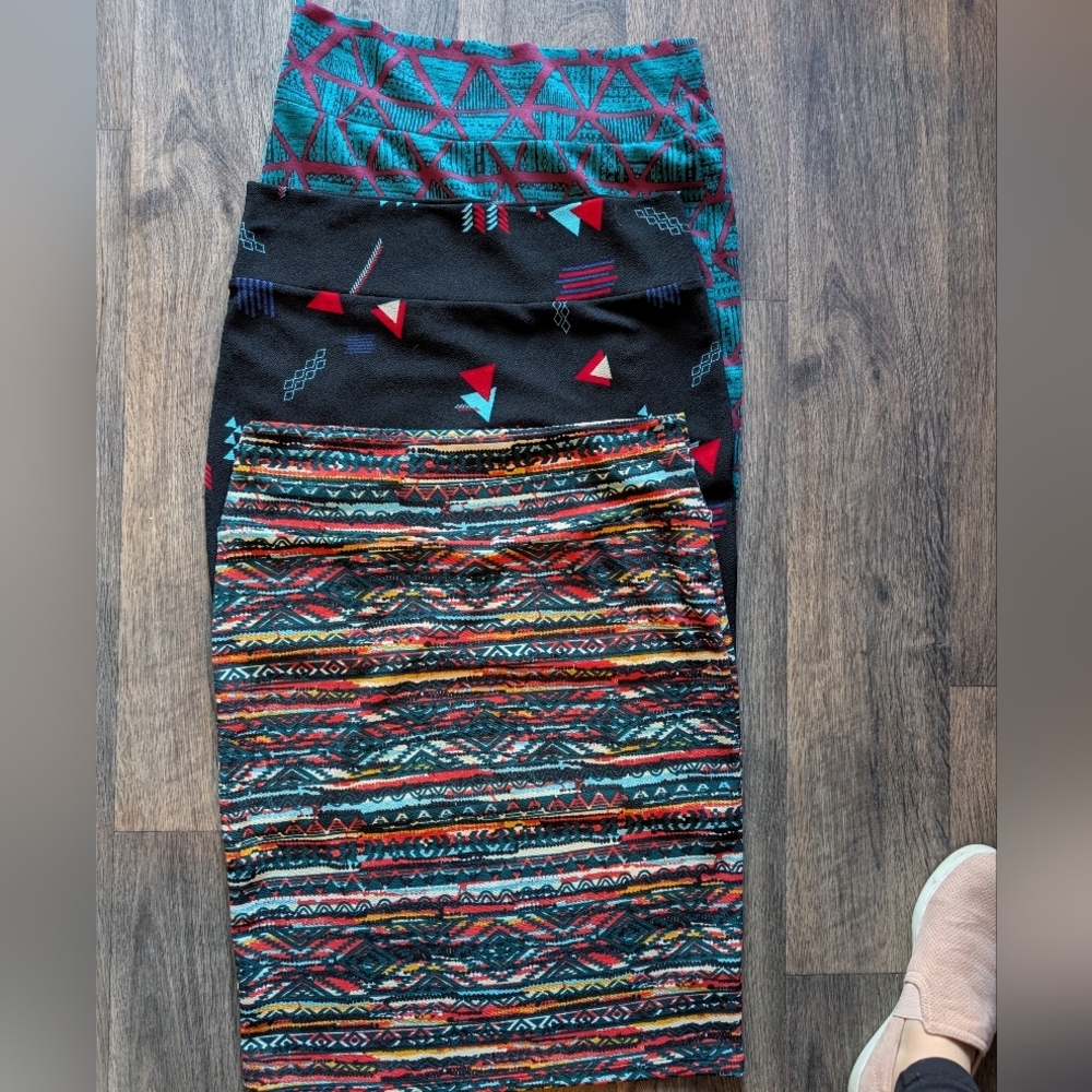 LuLaRoe Geometric and Striped Pencil Skirt Lot